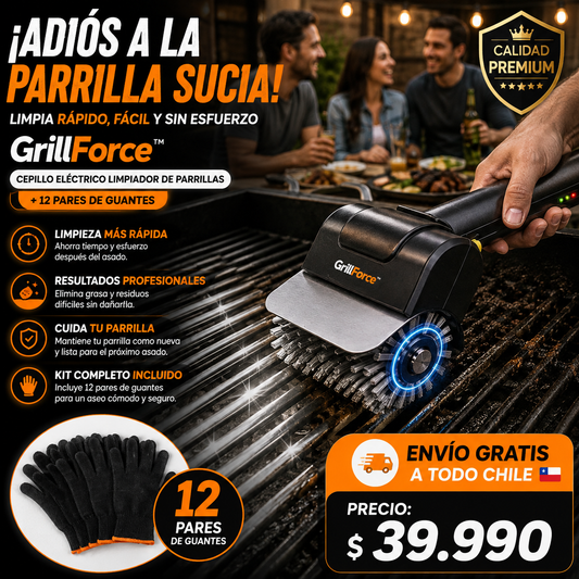 GRILLFORCE™ - Cepillo limpieza de parrilla + 12 Pares de Guantes