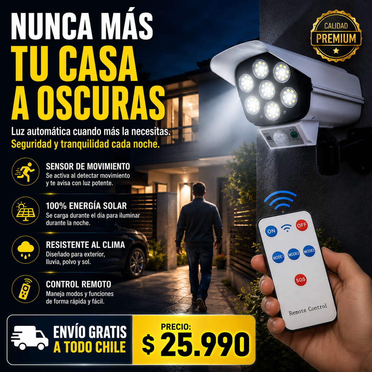 SOLARGUARD PRO 360™ - Foco solar tipo cámara